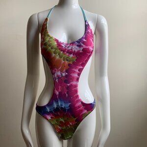 Sauvage multicolor printed monokini cut out one piece swimsuit
